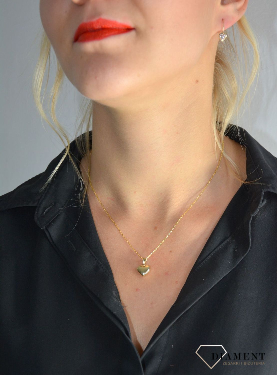 Złote kolczyki 333 'serca z cyrkonią '.jpg